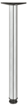 Table Leg Height 710 mm Ø 60 mm Tubular Steel With black plastic height adjustable foot Stainless steel coloured