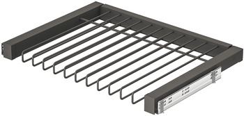 Pull Out Trouser Rack Häfele Dresscode For side panel thickness 16 mm For 13 pairs of trousers width B 826 mm for cabinet width 900 mm umber grey RAL 7022