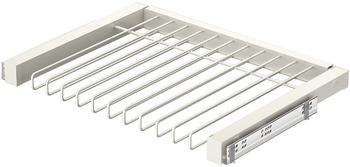 Pull Out Trouser Rack Häfele Dresscode For side panel thickness 16 mm For 11 pairs of trousers width B 726 mm for cabinet width 800 mm traffic white RAL 9016