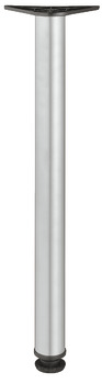 Table Leg Height 710 mm Ø 60 mm Tubular Steel With black plastic height adjustable foot Silver