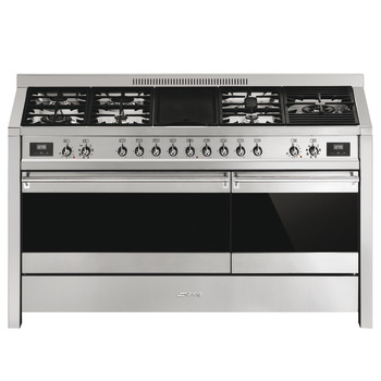 Cooker Gas Dual Cavity with Electric Griddle 1500 mm Smeg Opera A5-81 - Stainless steel