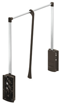 Pull Down Wardrobe Rail for Installed Height 850 mm 2004 Steel wardrobe rail plastic pull rod housing and connecting parts For internal wardrobe width 600-1000 mm brown steel rail brown plastic housing and connecting parts brown pull rod