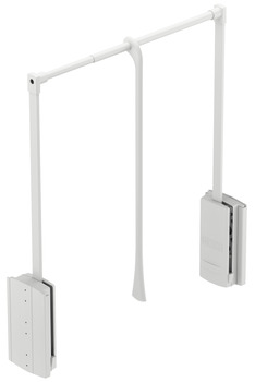 Pull Down Wardrobe Rail for Installed Height 850 mm 2004 Steel wardrobe rail plastic pull rod housing and connecting parts For internal cabinet width 600-1000 mm white steel rail white plastic housing and connecting parts white pull rod
