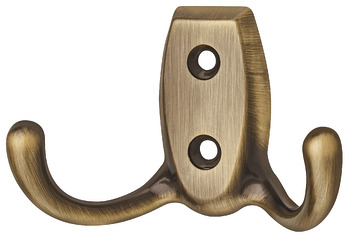 Coat Hook Double Face Fixing Zinc Alloy Hole Centres 20 mm Bronzed and brushed