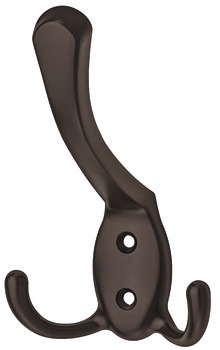 Hat and Coat Hook Zinc Alloy Face fixing Dark bronze coloured oiled