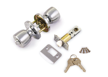 Door Knob Set Entrance Lock Steel Polished brass