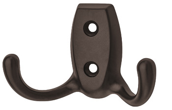 Coat Hook Double Face Fixing Zinc Alloy Hole Centres 20 mm Dark bronze coloured oiled