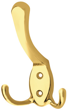 Hat and Coat Hook Zinc Alloy Face fixing Polished brass plated