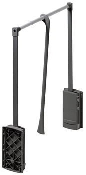 Pull Down Wardrobe Rail for Installed Height 850 mm 2004 Steel wardrobe rail plastic pull rod housing and connecting parts For internal wardrobe width 440-610 mm grey steel rail grey plastic housing and connecting parts grey pull rod - view 2
