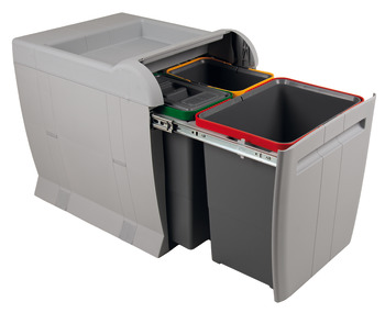 City Pull Out Waste Bin for Hinged Door Cabinets 2 x 8 litres 1 x 18 litres