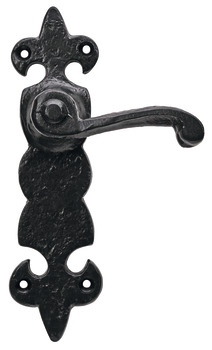 Lever Handles on Backplates Cast Iron Fleur-De-Lys Black antique Backplate for latch