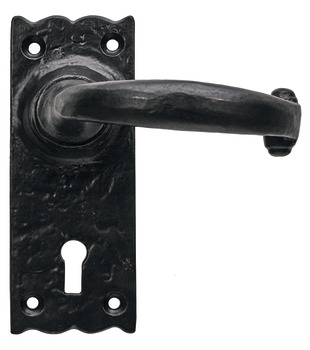 Lever Handles on Backplates Cast Iron Wessex Black antique Backplate for lever lock standard keyway