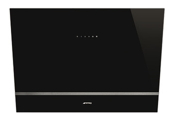 Sloped Chimney Hood 800 mm Smeg Linea KV28N - Black glass with stainless steel trim