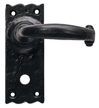 Lever Handles on Backplates Cast Iron Wessex Black antique Backplate for bathroom lock