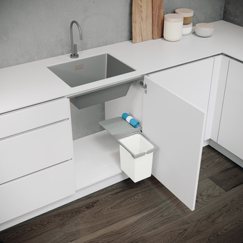 Swing Out Waste Bin Single for Hinged Door Cabinets VS ENVI For cabinet width 400 mm 1 x 7 litres grey/silver