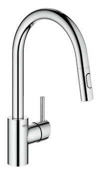 Tap Single Lever Mixer Pull Out Spray C-Spout Grohe Concetto Brushed super steel