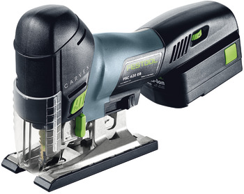 Cordless Pendulum Jigsaw Festool Carvex PSC 420 PSC 420 HPC 4.0 EBI-Plus GB Jigsaw with BP 18 Li 5.2 ASI battery pack TCL 6 rapid charger
