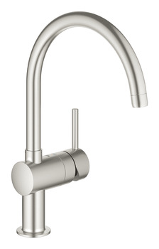 Mixer Tap Single Lever Monobloc C-Spout Grohe Minta Contemporary Brushed super steel Grohe model 30 427 DC0