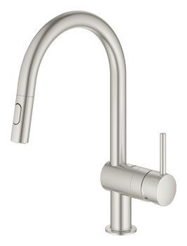 Mixer Tap Single Lever Pull Out Spray C-Spout Grohe Vento Brushed super steel Grohe model 30 438 DC0 - view 2