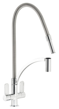 Mixer Tap Dual Lever with Pull Out Spray C-Spout Abode Genio Professional Polished chrome - AT2071 - view 2