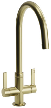 Mixer Tap Dual Lever C-Spout Abode Pico Brushed brass - AT2045
