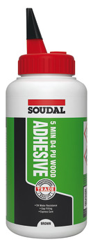 Wood Adhesive Water Resistant 750g Soudal D4 PU 5 minutes curing time