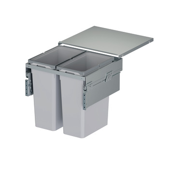 Pull Out Waste Bin 600 mm Vauth-Sagel VS ENVI Space XX Pro S / Pro With synchronised over extension runners For cabinet width 600 mm depth 476 mm 2x 44 litres - silver - view 2