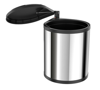 Swing Out Waste Bin for Hinged Door Cabinets 15 Litres Hailo Mono Installation behind hinged doors 1x 15 litre bin stainless steel/black