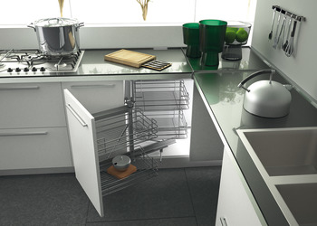 Corner Unit Swing Out Complete Set For cabinet width: 800 mm Chrome wire baskets Left hand