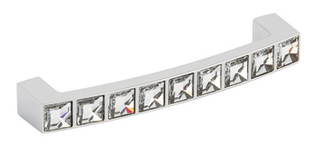 Crystal D Pull Handle Zinc Alloy Polished Chrome 128mm Fixing Centres