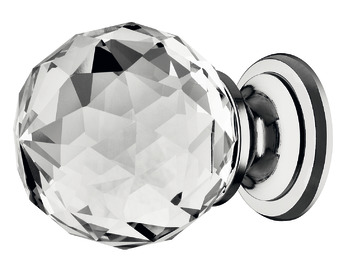 Harley Knob Glass/Brass Polished Chrome D35x45mm
