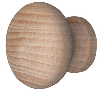 Turned EndGrain Knob Unfin Bch D34x28mm