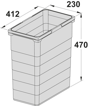 One2Five+Seven Bin 230x412x470mm Dk Grey