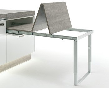 Pull-out table and folding fitting with folding table leg PARTY internal installation depth: ≥555 mm load-bearing capacity: approx. 60 kg 642.19.928