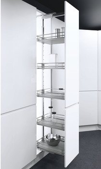 Pull Out Larder Unit Premea Grey Solid Base Wire Baskets VS TAL Larder For cabinet width 300 mm installed height 1700-1950 mm 5 baskets included 547.49.604