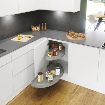 Pull Out Shelving Unit Grey Base with Silver Rail Shelves Vauth-Sagel Cornerstone® Maxx For cabinet width 800 mm for door width 400 mm left hand 542.02.191