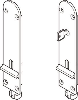 Flush Drop Bolt Inward Opening Bottom Mounting for Folding Patio Doors Slido Fold 100-U Top hung end folding system Length 190 mm with lock satin finish 943.32.097