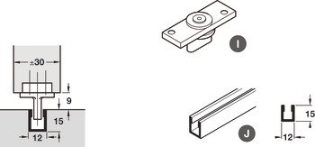 Bottom Channel for Sliding Interior Doors Hawa-Junior/Foldaside Top hung system Length 2100 mm 409.14.010