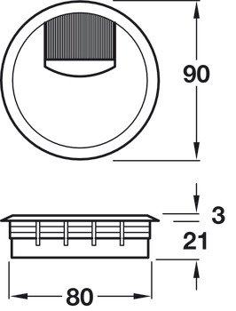 Cable Outlet 2prt D80x24mm Plastic Wht Aluminium 631.35.214