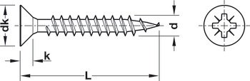Hospa Chipboard Screw, Countersunk Head, PZ, Fully Threaded, Burnished, 3 x 15 mm