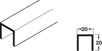 Bottom Channel for Sliding and Folding Interior Doors Hawa-Junior/Häfele Telescopico Top hung system Length 2500 mm 940.41.250