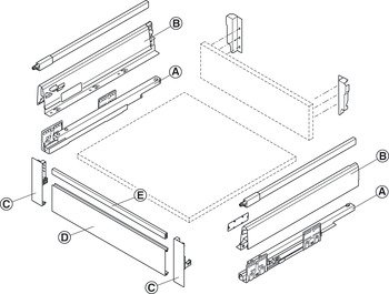 MXS Internal Drawer Fnt Brkts 84mm Plastic Antique 552.70.392