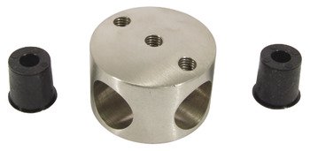 Cross Connector 303 Stainless Steel Cubicle Fittings PBA Stainless steel fittings for 13 mm board partitions Satin stainless steel finish 980.34.440