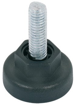 Base Leveller with Hexagonal Nut and M8 x 22 mm Threaded Bolt Plastic Black Ø 30 mm base height 14 mm 651.09.322