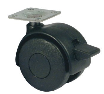 Swivel Twin Wheel Castor without Brake Ø 40-50 mm Hooded 38 mm Plate Fixing Wheel Ø 50 mm load capacity 45 kg 660.65.352