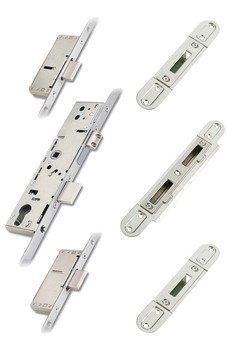 3 Point Deadbolt 35 mm with Lock Unit Centre Keep and Top/Bottom Keep Brass bolts zinc plated steel forend 911.50.905