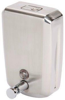 Soap Dispenser for Wall Mounting Non-drip one shot action Satin stainless steel front with chrome sides 980.78.260