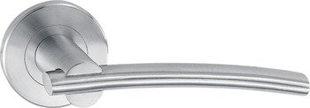 Lever Handle Set 304 Stainless Steel HL08 Häfele Pair of lever handles and roses with escutcheon/WC set With standard keyway escutcheon satin 903.91.378