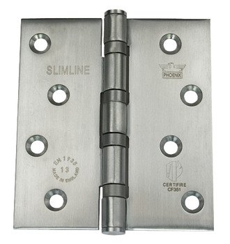 Butt Hinge 102 x 89 mm 304 Stainless Steel Phoenix Slimline Grade 13 BS EN 1935 Square corners satin stainless steel 926.91.350