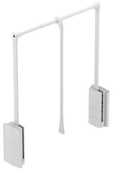 Pull Down Wardrobe Rail for Installed Height 850 mm 2004 Steel wardrobe rail plastic pull rod housing and connecting parts For internal cabinet width 600-1000 mm white steel rail white plastic housing and connecting parts white pull rod 805.20.632